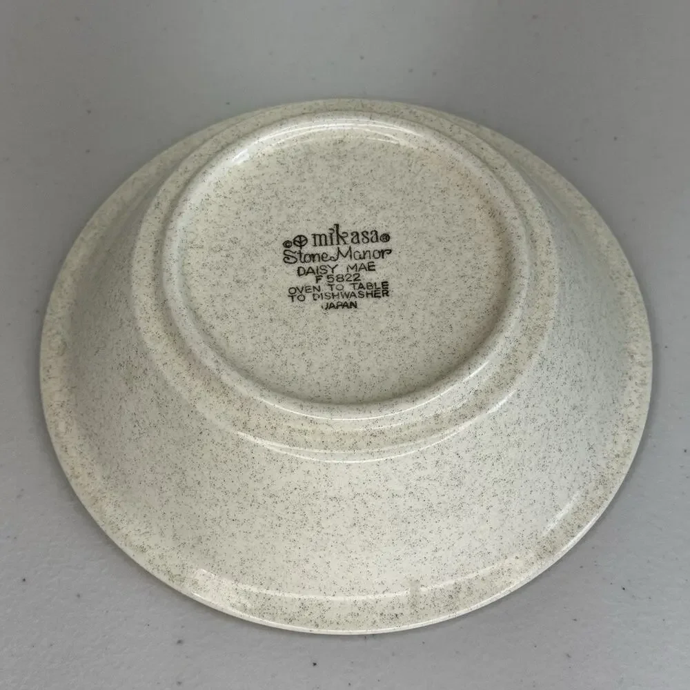 Lot of 5 Mikasa Daisy Mae Stone Manor Plates & Bowls Set MCM Floral Brown Japan